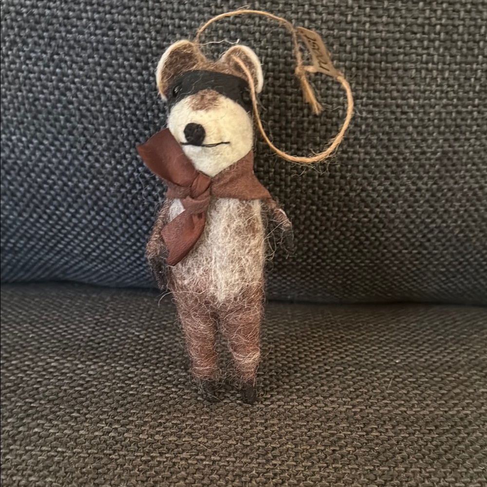 Handmade Felted Racoon Ornament